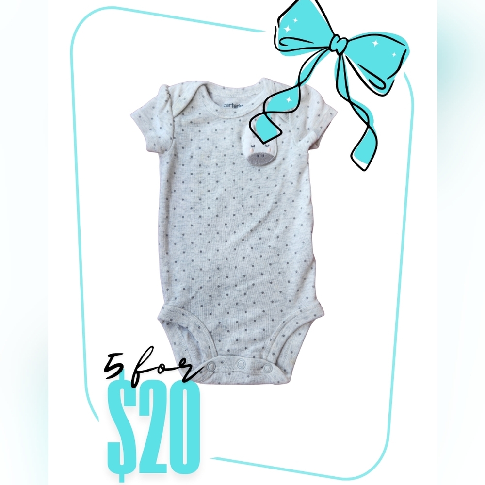 Carter's Gray Polka Dot Baby Onesie
